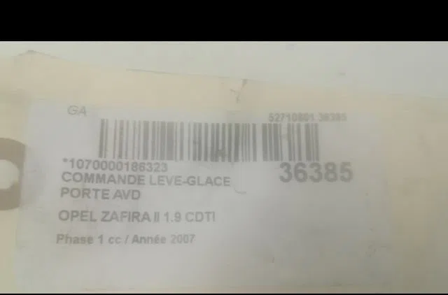 Commande lève-glace porte avant droite Opel ZAFIRA - ZAFIRA FAMILY B (A05) 1.9 cdti (m75) (2005-2015) 5 portes occasion