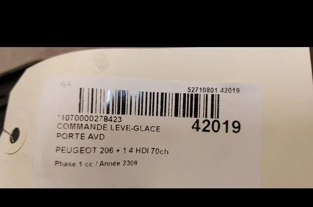 Commande lève-glace porte avant droite Peugeot 206 (2L_, 2M_) 1.4 hdi eco 70 (2009-2013) 5 portes occasion