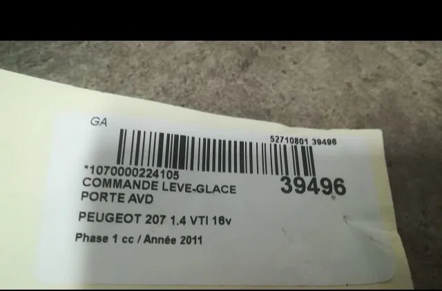 Commande lève-glace porte avant droite Peugeot 207-207 (WA_, WC_) 1.4 16v (2006-2013) 3 portes occasion