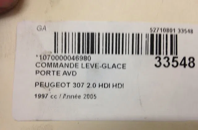 Commande lève-glace porte avant droite PEUGEOT 307 2005 occasion