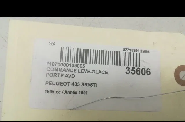 Commande lève-glace porte avant droite PEUGEOT 405 1991 occasion