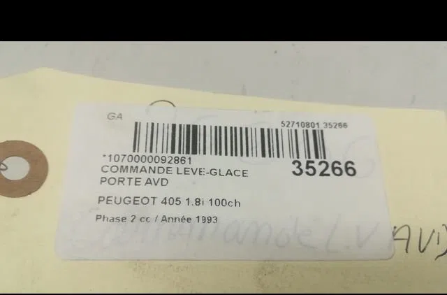 Commande lève-glace porte avant droite Peugeot 405 II (4B) 1.8 (1992-1995) occasion