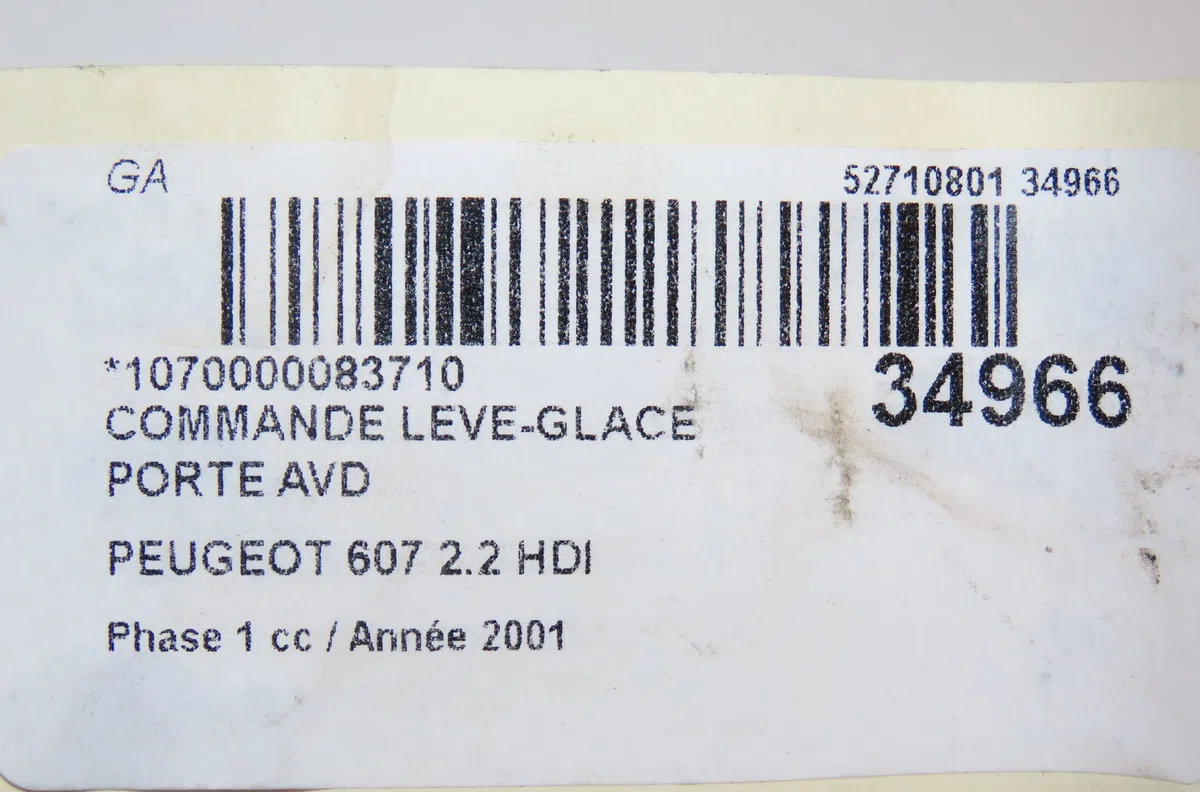Commande lève-glace porte avant droite Peugeot 607 (9D, 9U) 2.2 hdi (2000-2006) occasion