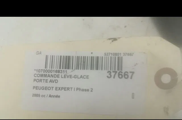 Commande lève-glace porte avant droite Peugeot EXPERT Camionnette (222) 1.9 d 70 (1998-2006) occasion