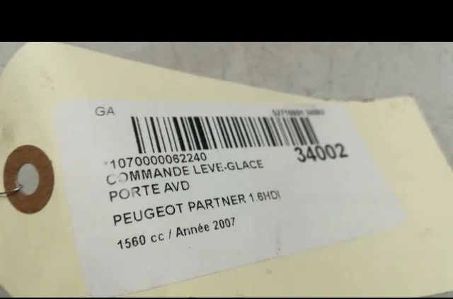 Commande lève-glace porte avant droite Peugeot PARTNER Camionnette-Monospace (5_, G_) 1.6 hdi 75 (2005-2008) occasion