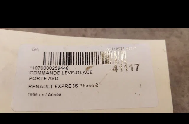 Commande lève-glace porte avant droite RENAULT EXPRESS 1995 occasion