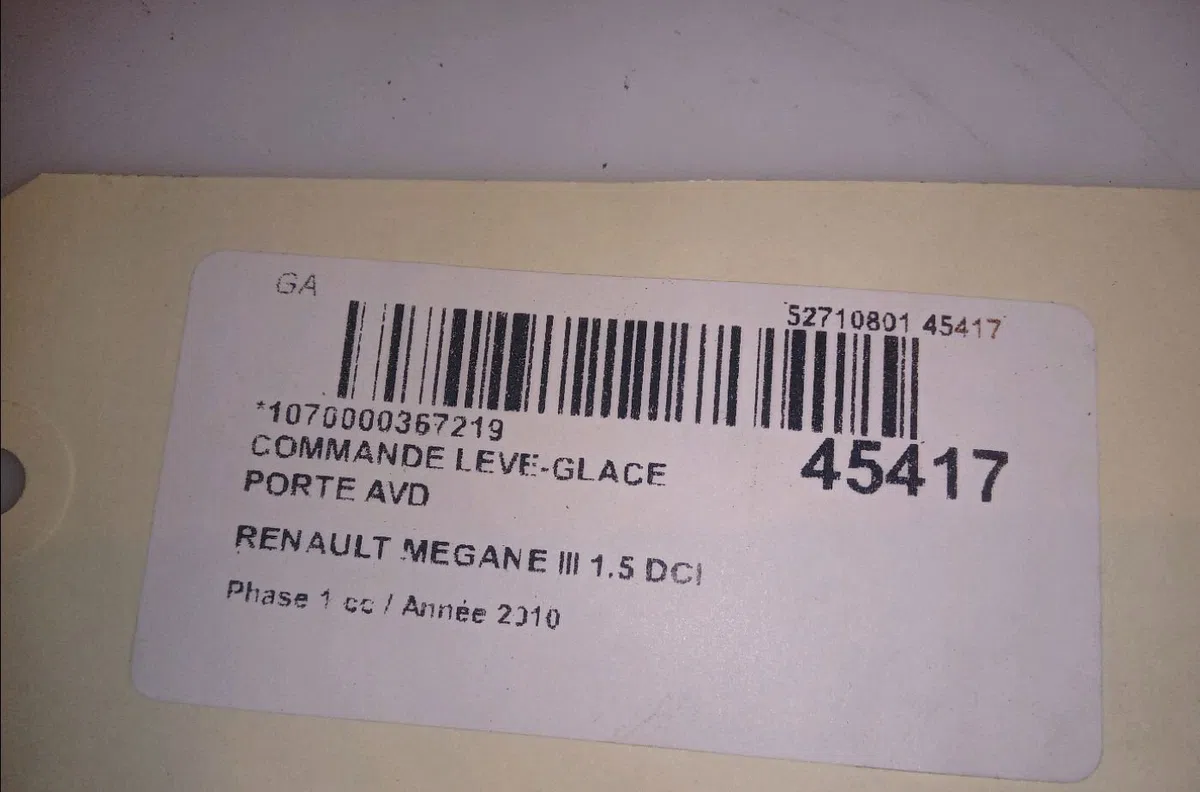 Commande lève-glace porte avant droite Renault MEGANE III Coupé (DZ0-1_) 1.5 dci (dz09, dz0d, dz1f, dz1g, dz14, dz29) (2