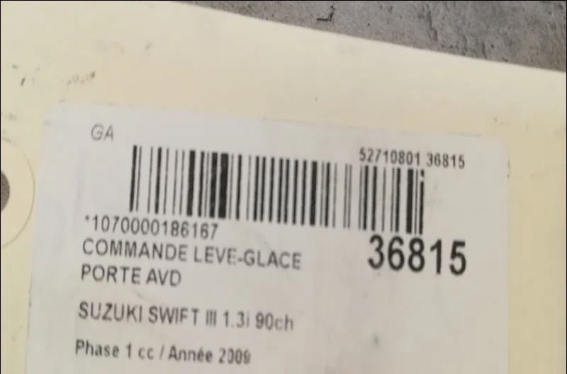 Commande lève-glace porte avant droite Suzuki SWIFT III (MZ, EZ) 1.3 (rs 413) (2005) occasion