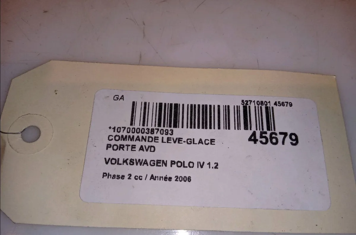 Commande lève-glace porte avant droite Volkswagen POLO (9N_, 9A_) 1.2 12v (2001-2007) 5 portes occasion
