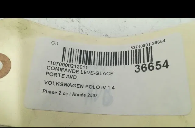 Commande lève-glace porte avant droite Volkswagen POLO (9N_, 9A_) 1.4 tdi (2001-2005) 5 portes occasion