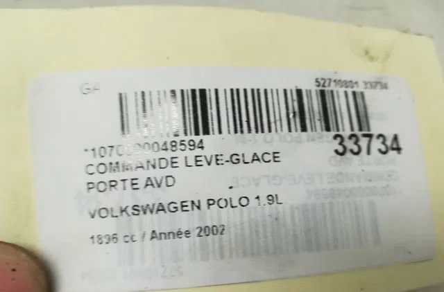 Commande lève-glace porte avant droite Volkswagen POLO (9N_, 9A_) 1.9 sdi (2001-2009) occasion