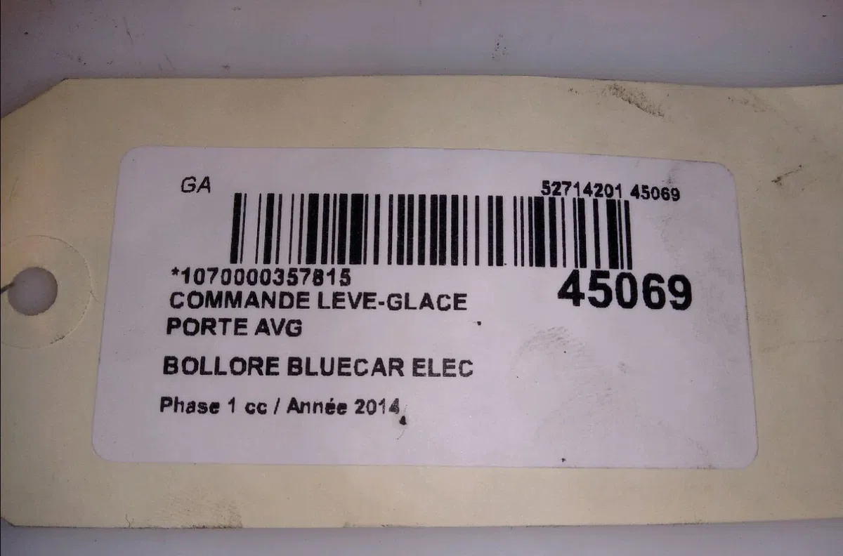 Commande lève-glace porte avant gauche Bluecar BLUEUTILITY Ev50 (2011) 3 portes occasion