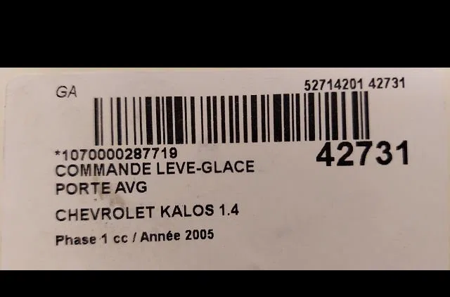Commande lève-glace porte avant gauche Chevrolet AVEO - KALOS 3-5 portes (T200) 1.4 (2005-2008) occasion