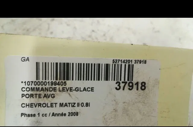 Commande lève-glace porte avant gauche Chevrolet MATIZ (M200, M250) 0.8 (2005-2013) occasion