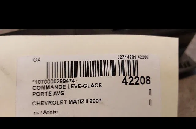 Commande lève-glace porte avant gauche Chevrolet MATIZ (M200, M250) 0.8 (2005-2013) occasion