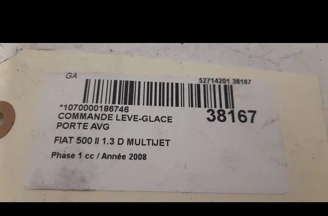 Commande lève-glace porte avant gauche Fiat 500 (312_) 1.3 d multijet (312axb1a) (2007) 3 portes occasion