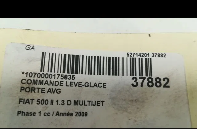 Commande lève-glace porte avant gauche Fiat 500 (312_) 1.3 d multijet (312axb1a) (2007) 3 portes occasion