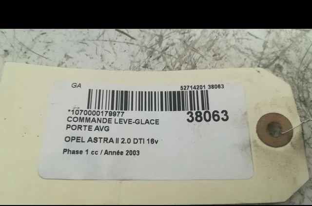 Commande lève-glace porte avant gauche Opel ASTRA G 3-5 portes (T98) 2.0 dti 16v (f08, f48) (1999-2005) occasion