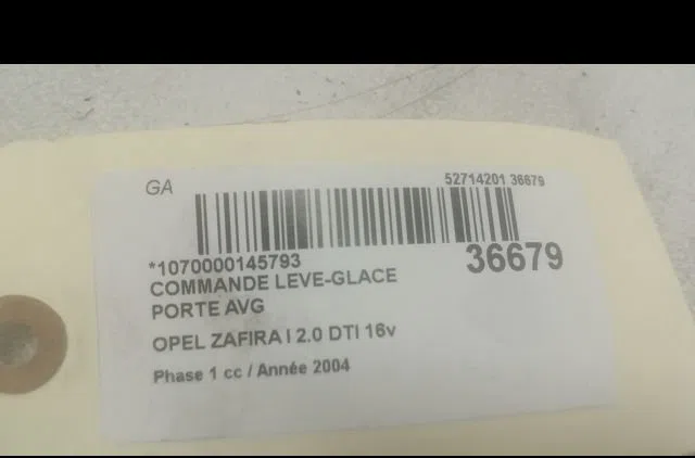 Commande lève-glace porte avant gauche Opel ZAFIRA A Monospace (T98) 2.0 dti 16v (f75) (2000-2005) 5 portes occasion