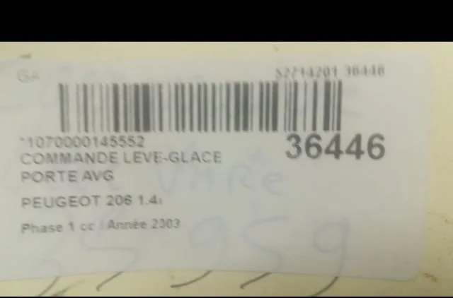 Commande lève-glace porte avant gauche Peugeot 206 3-5 portes (2A-C) 1.4 i (1998-2012) 3 portes occasion