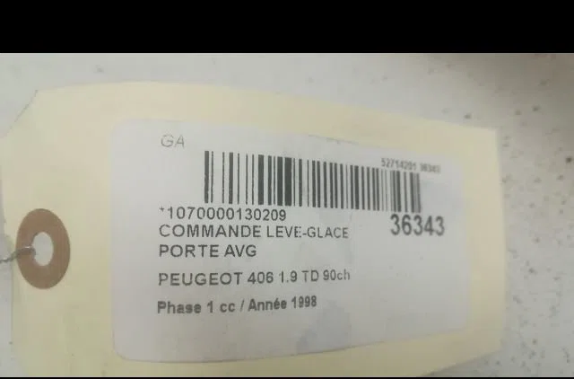 Commande lève-glace porte avant gauche Peugeot 406 (8B) 1.9 td (1996-2004) occasion