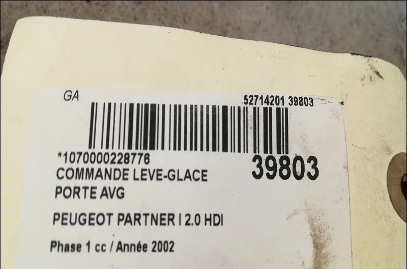 Commande lève-glace porte avant gauche Peugeot PARTNER Monospace (5_, G_) 2.0 hdi (2000-2008) 3 portes occasion