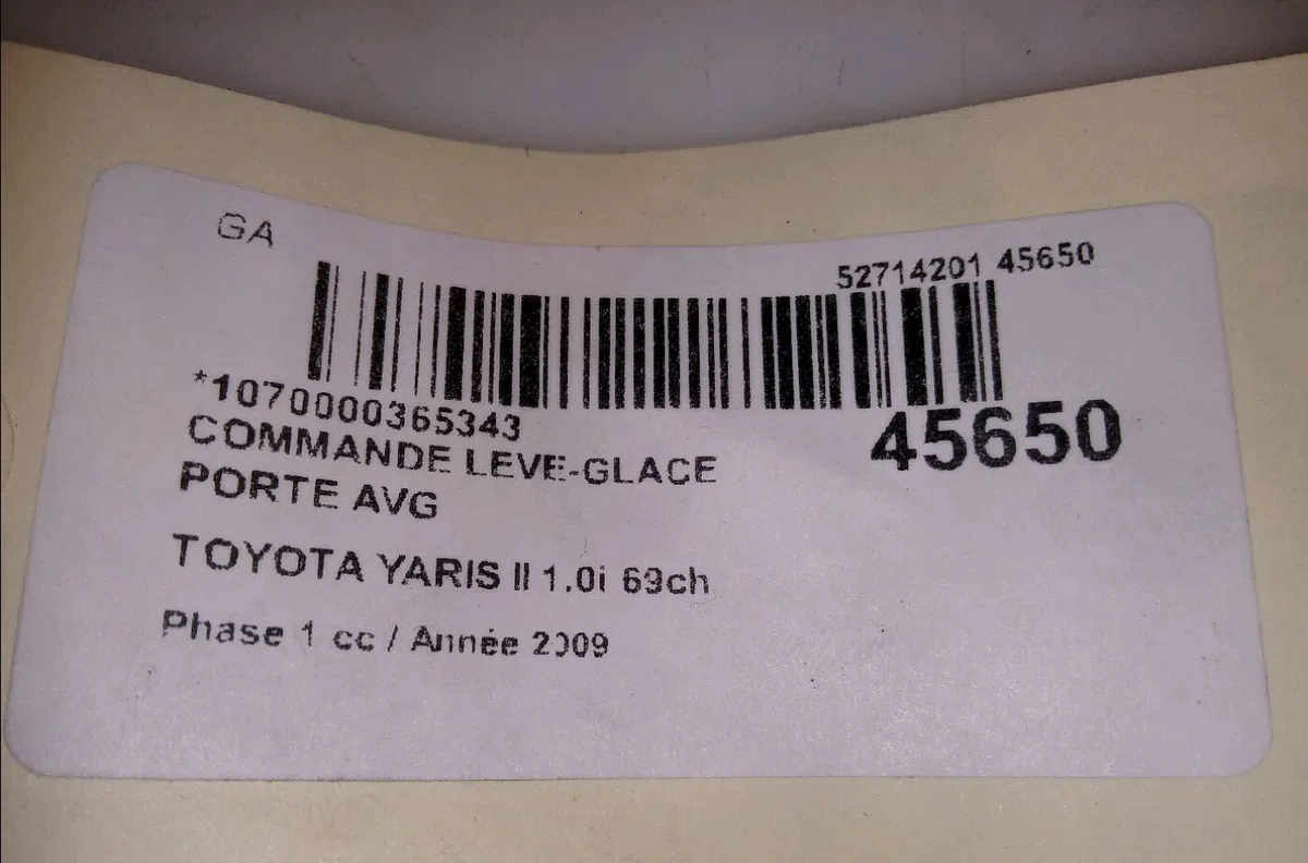 Commande lève-glace porte avant gauche Toyota YARIS (_P9_) 1.0 vvt-i (ksp90_) (2005-2011) 5 portes occasion