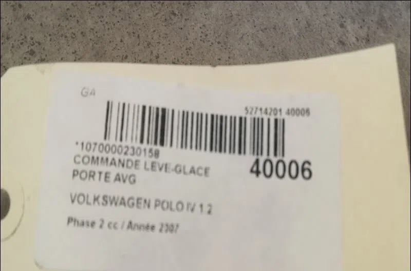 Commande lève-glace porte avant gauche Volkswagen POLO (9N_, 9A_) 1.2 (2002-2007) occasion
