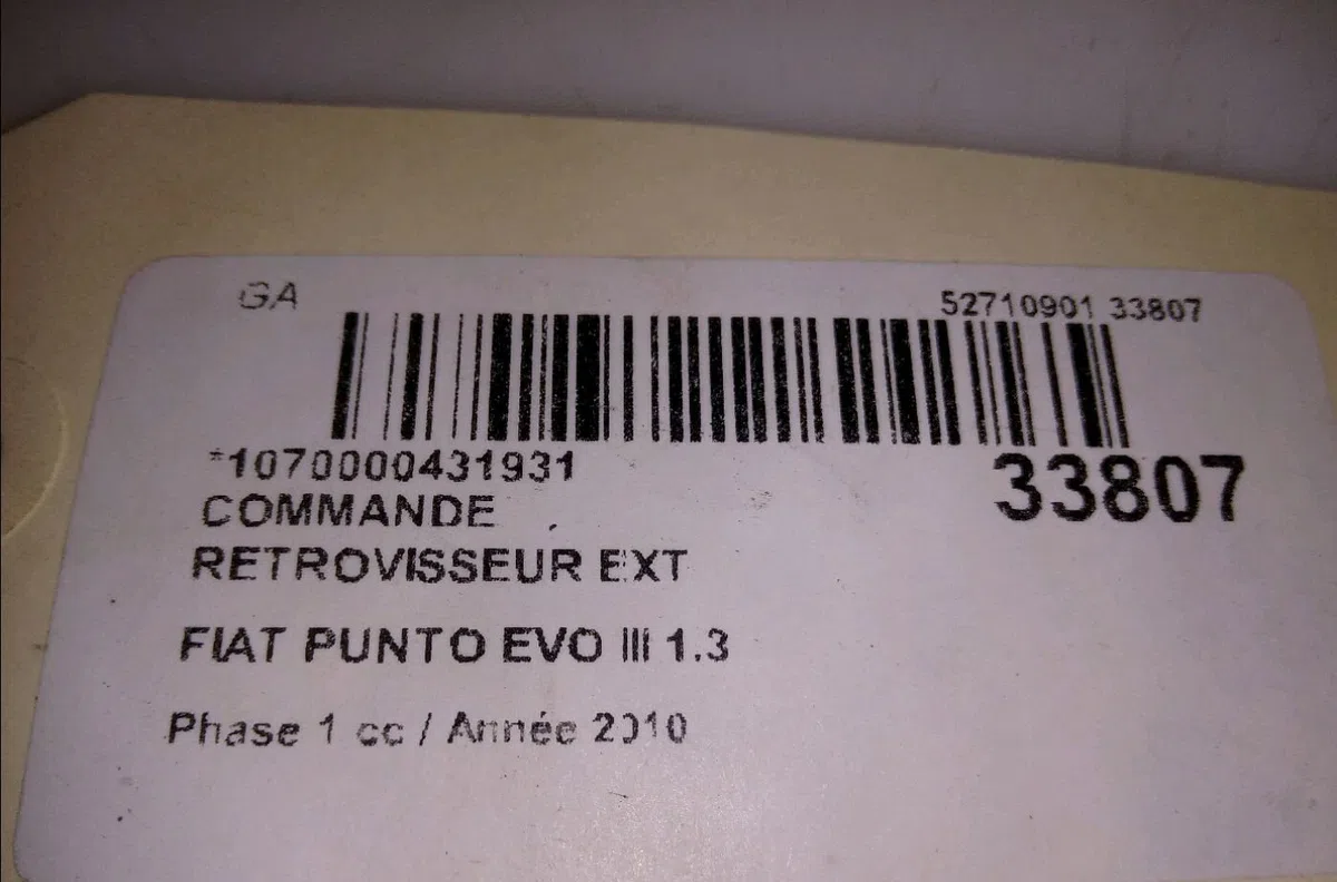 Commande rétroviseurs extérieures électriques FIAT PUNTO EVO III 2010 occasion
