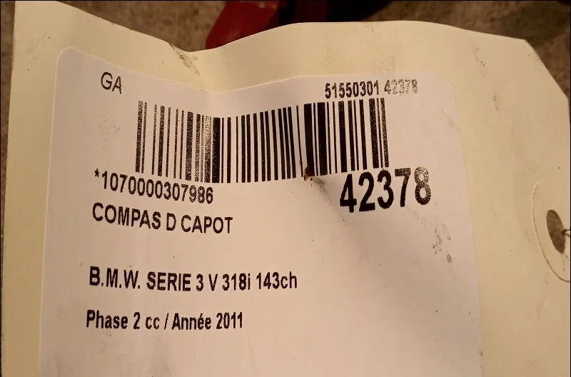 Compas d capot Bmw 3 (E90) 318 d (2007-2011) occasion