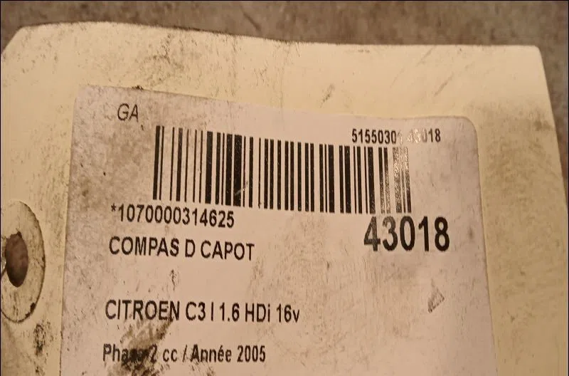 Compas d capot Citroen C3 I (FC_, FN_) 1.6 16v hdi (2005) occasion