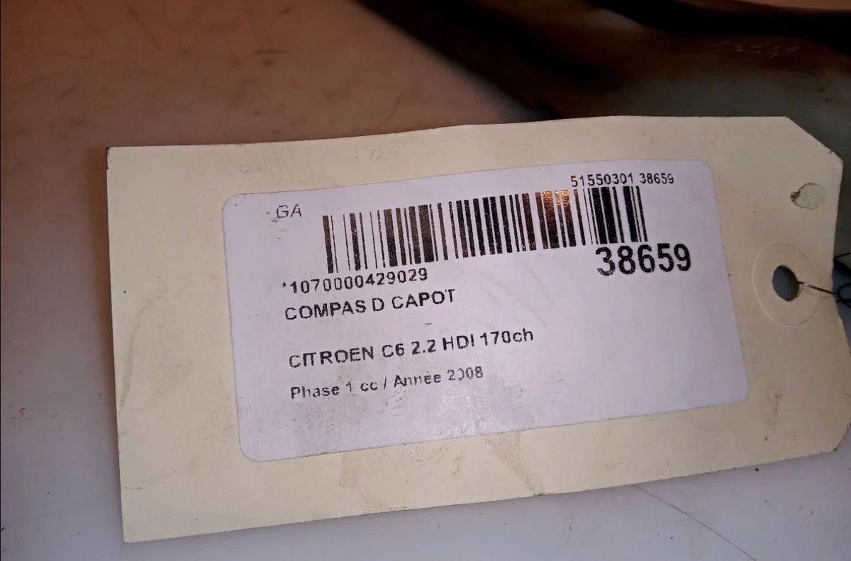 Compas d capot Citroen C6 (TD_) 2.2 hdi (2006-2012) occasion