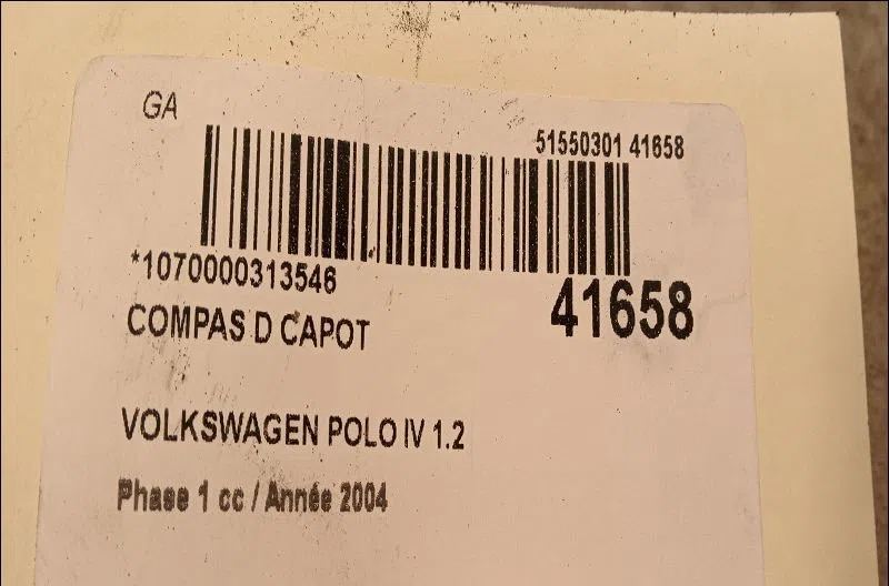 Compas d capot Volkswagen POLO (9N_, 9A_) 1.2 12v (2001-2007) 5 portes occasion