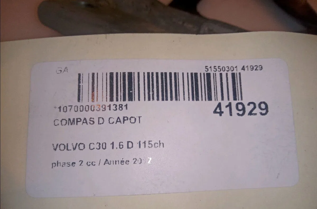 Compas d capot Volvo C30 (533) D2 (2010-2012) occasion