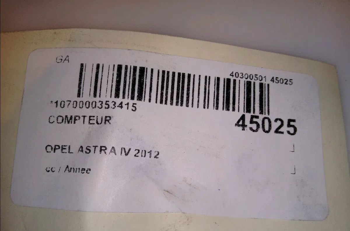 Compteur Opel ASTRA J (P10) 1.4 turbo (68) (2010-2015) occasion
