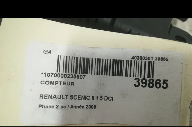 Compteur Renault SCÉNIC II (JM0-1_) 1.5 dci (jm1e, jm16) (2005-2008) 5 portes occasion