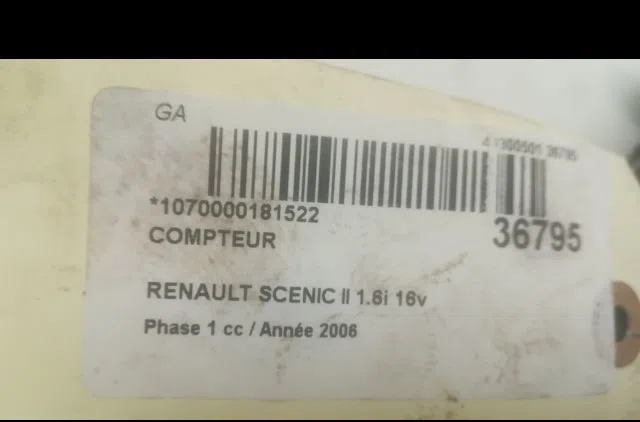 Compteur Renault SCÉNIC II (JM0-1_) 2.0 (jm05, jm0u, jm1n, jm1u, jm2v) (2003-2009) occasion