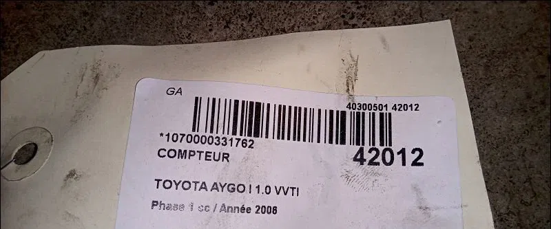 Compteur Toyota AYGO (_B1_) 1.0 (kgb10_) (2005-2014) 5 portes occasion
