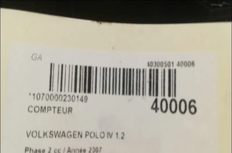 Compteur Volkswagen POLO (9N_, 9A_) 1.2 (2002-2007) occasion