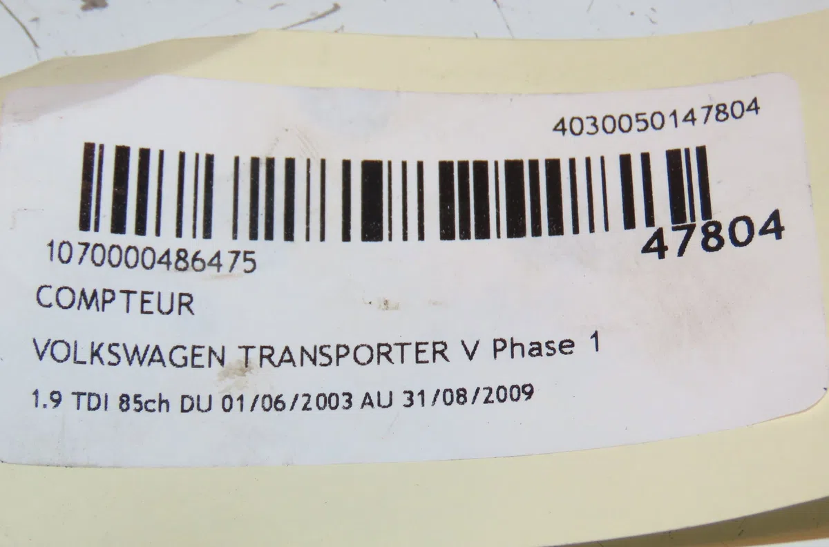 Compteur Volkswagen TRANSPORTER V Camionnette (7HA, 7HH, 7EA, 7EH) 1.9 tdi (2006-2009) occasion