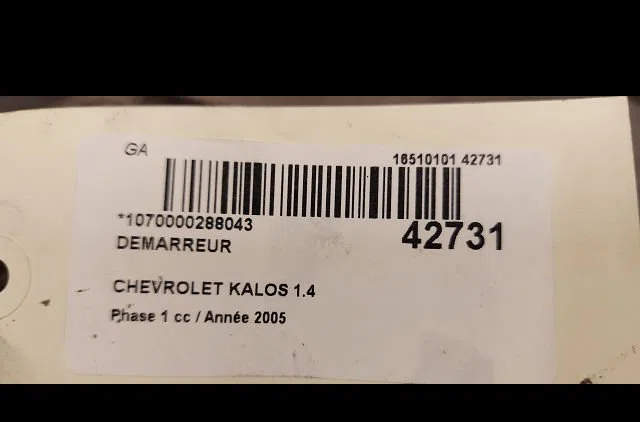 Démarreur Chevrolet AVEO - KALOS 3-5 portes (T200) 1.4 (2005-2008) occasion
