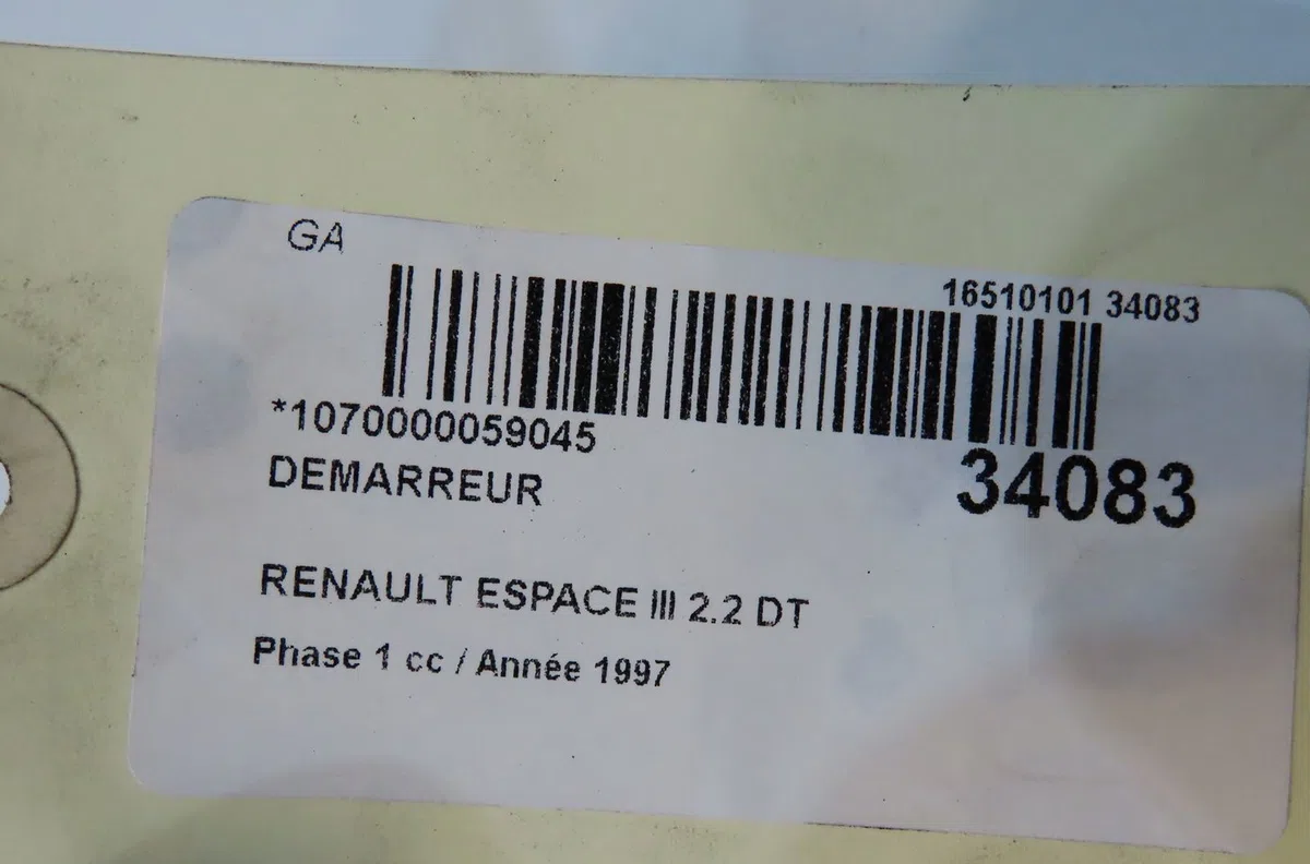 Démarreur Renault ESPACE III (JE0_) 2.2 12v td (je0e, je0h, je0p) (1996-2000) occasion
