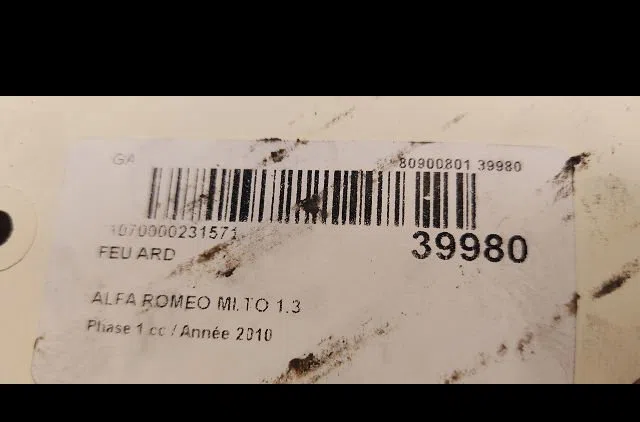Feu arrière droit Alfa romeo MITO (955_) 1.3 multijet (955axp1a, 955ayc1a) (2009-2018) 3 portes occasion