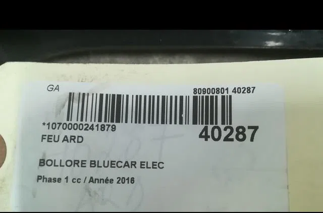 Feu arrière droit BOLLORE BLUECAR 2016 occasion