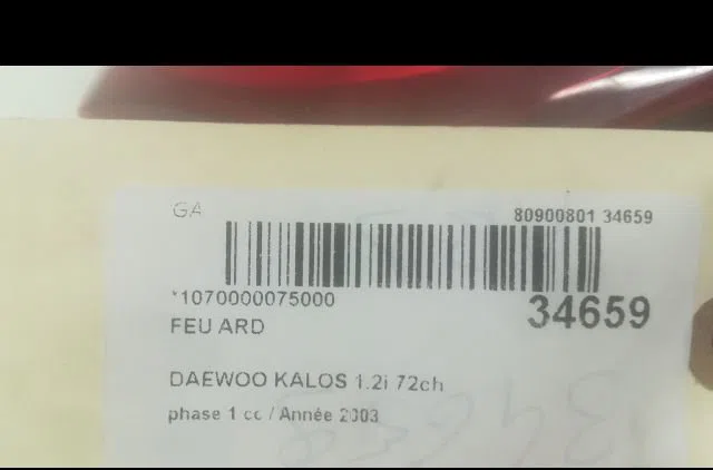 Feu arrière droit DAEWOO KALOS 2003 occasion