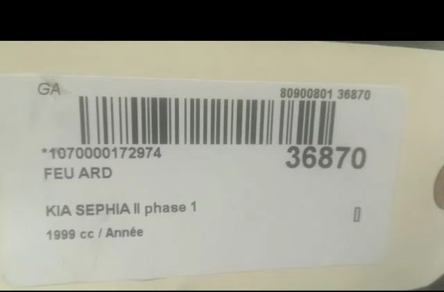 Feu arrière droit Kia SEPHIA A trois volumes (FA) 1.5 i (1996-1997) occasion