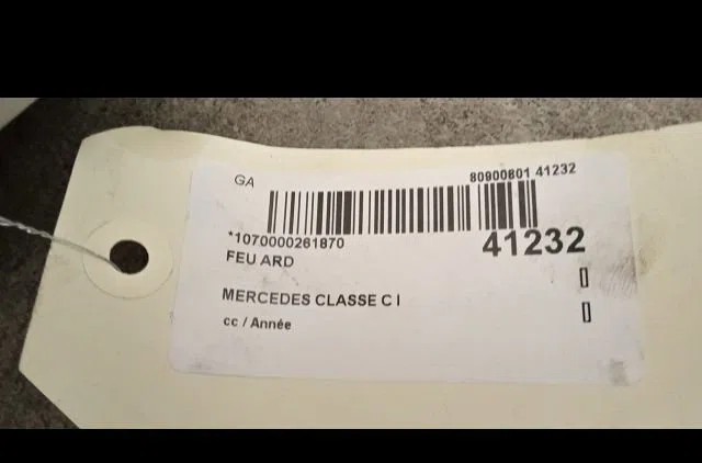 Feu arrière droit MERCEDES CLASSE C I occasion