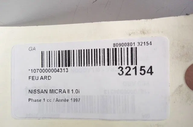Feu arrière droit NISSAN MICRA II 1997 occasion