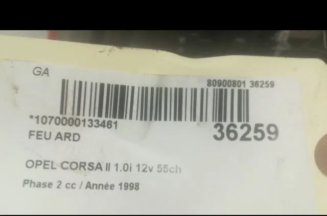 Feu arrière droit Opel CORSA B (S93) 1.0 i 12v (f08, f68, m68) (1996-2000) occasion