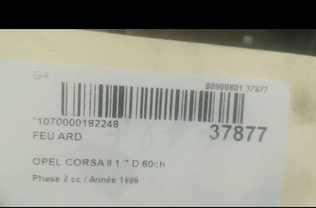 Feu arrière droit Opel CORSA B (S93) 1.7 d (f08, f68, m68) (1996-2000) occasion